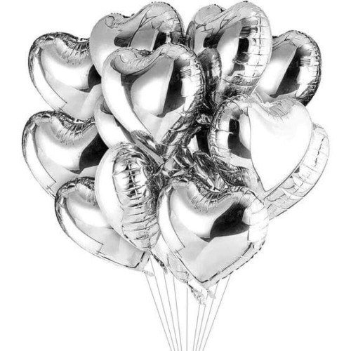 9 Silver Heart Shaped Helium filled Foil Balloon 9 Silver Heart Shaped Helium filled Foil Balloon