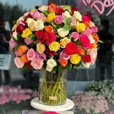 151 Mixed Roses Flower Vase-