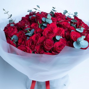 101 Red Roses With Eucalyptus