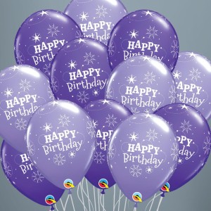 15 Purple Birthday Sparkle Balloons