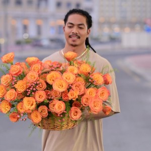 101 Orange Roses In A Basket