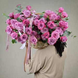 101 Purple Roses In A basket